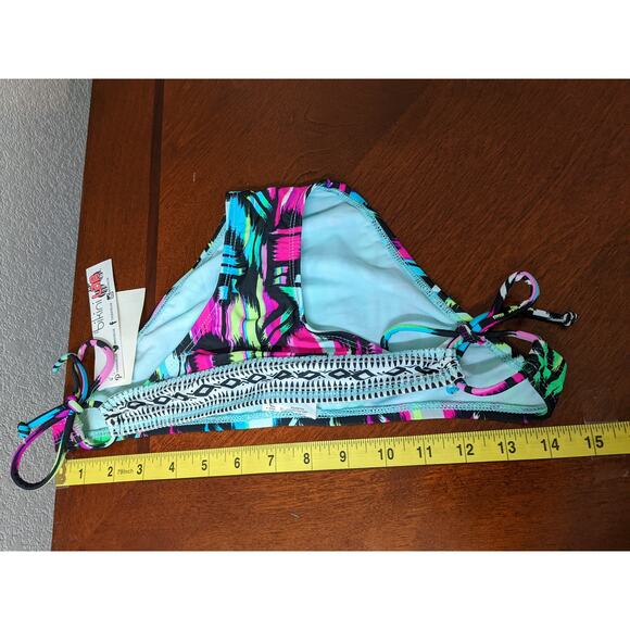 Bikini Lab‎ Swimsuit Bottom Small Pink Blue String Bikini Aztec Geometric Print - Picture 6 of 8